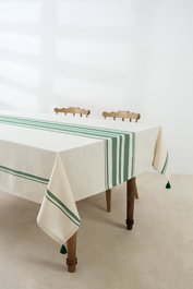 Hermia Tereza - Mantel Verde 160 x 220 cm, 65% Algodón, 35% Poliéster, Fácil de Mantener